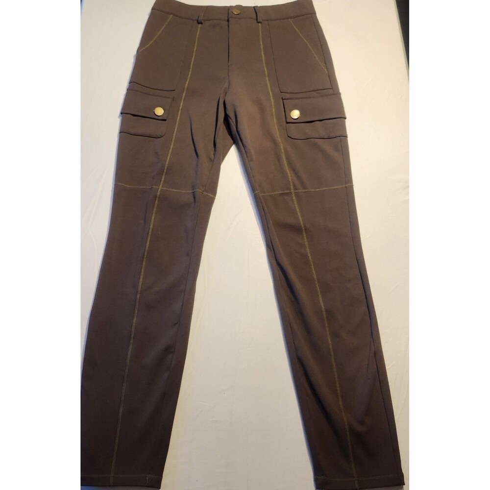 Halara Camo Green Pants Womens Sz S Cargo Athleisure Stretch Gold Button Pockets